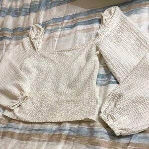 Express Cream Textured Knit Top